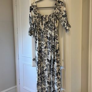 Glamorous Black and Cream Linen dress US 10 Medium